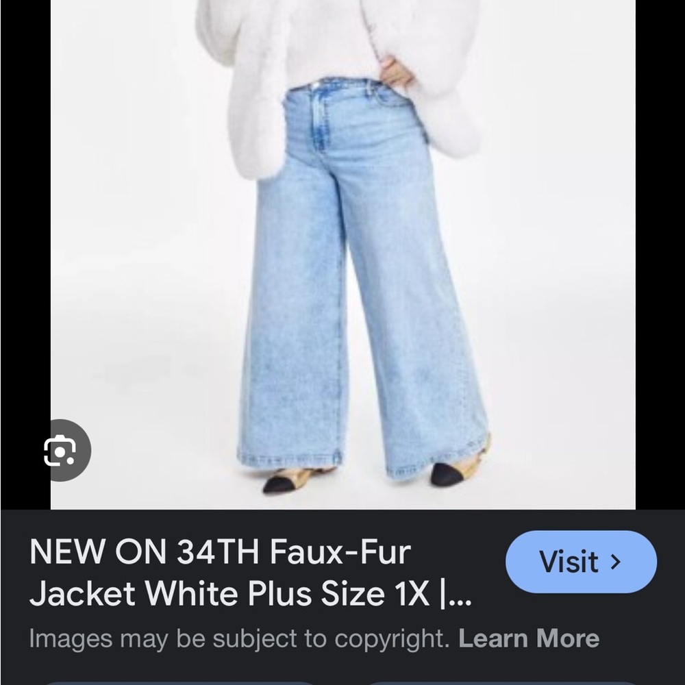 NEW ON 34TH Faux-Fur Jacket White Plus Size XXL